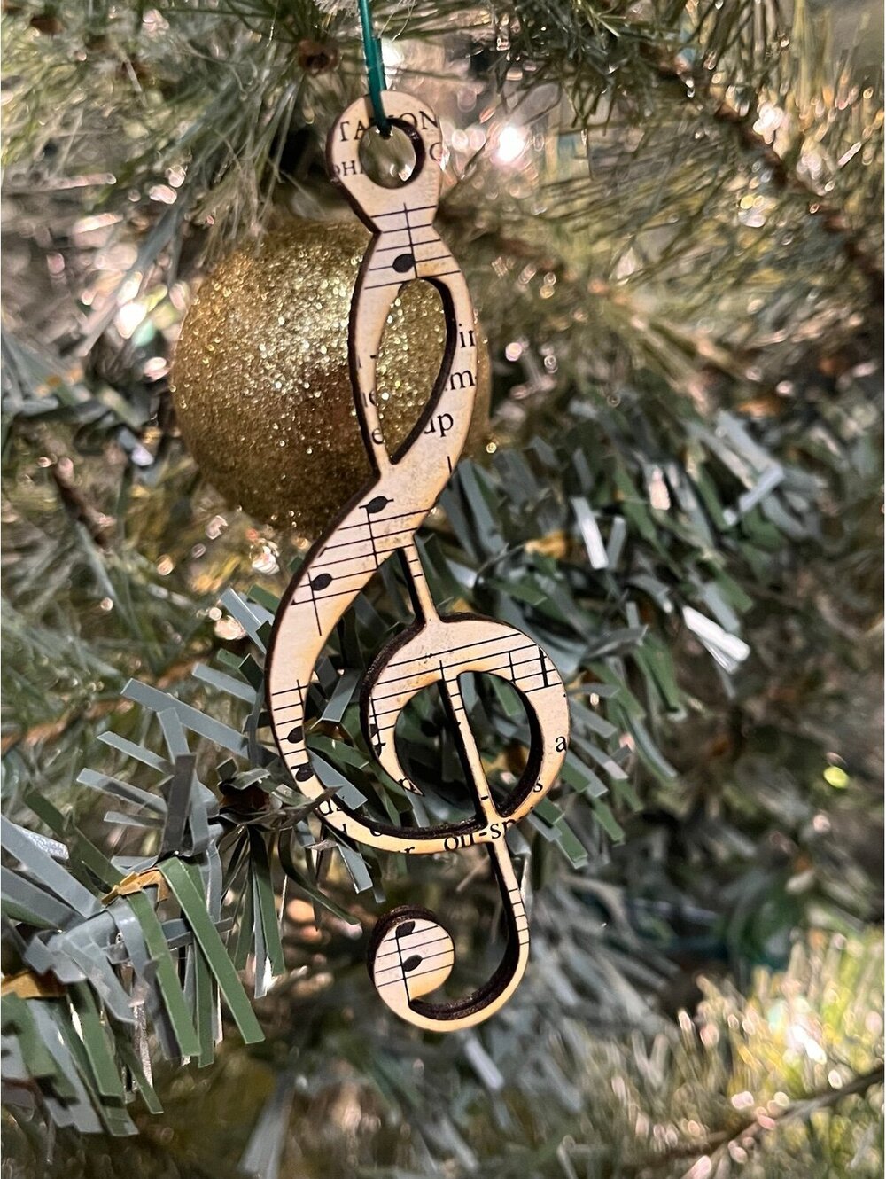 Christmas Ornament Set - Music Notes - Wooden, Hand Crafted, set of 4